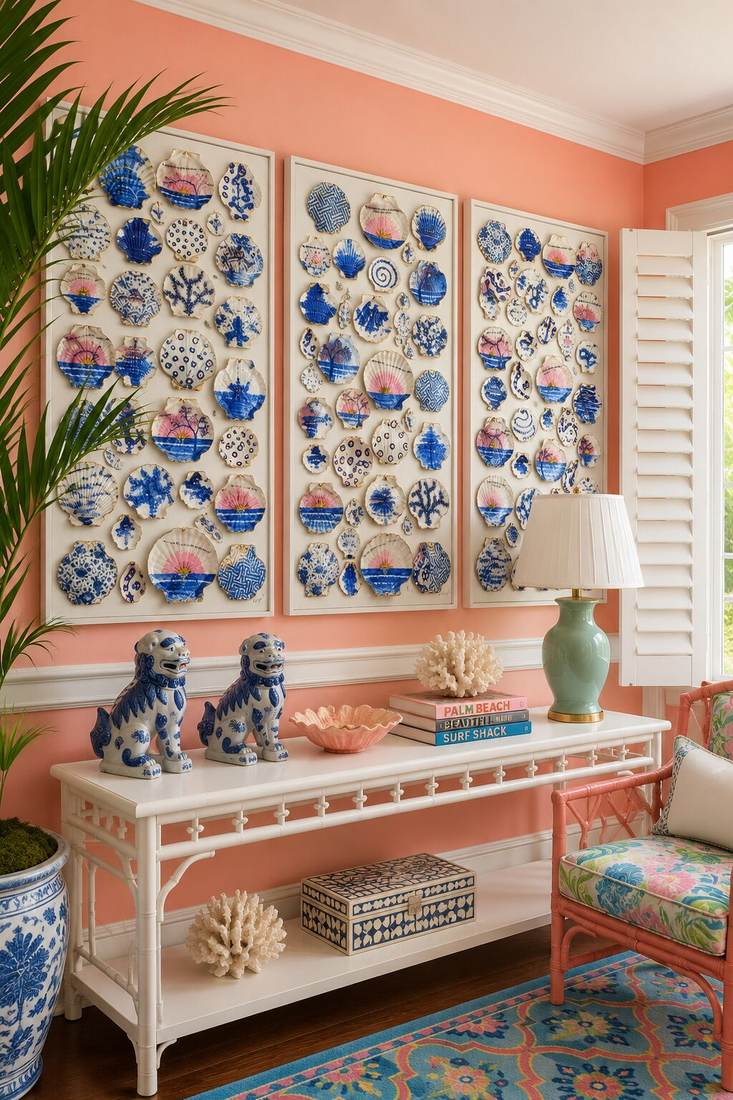 Tidal Prayers displayed on a coral wall